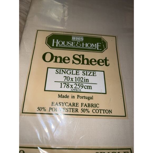 House And Home BHS Single Twin Size Sheet Flat NOS Easy Care Portugal 70x102 In - Picture 2 of 5